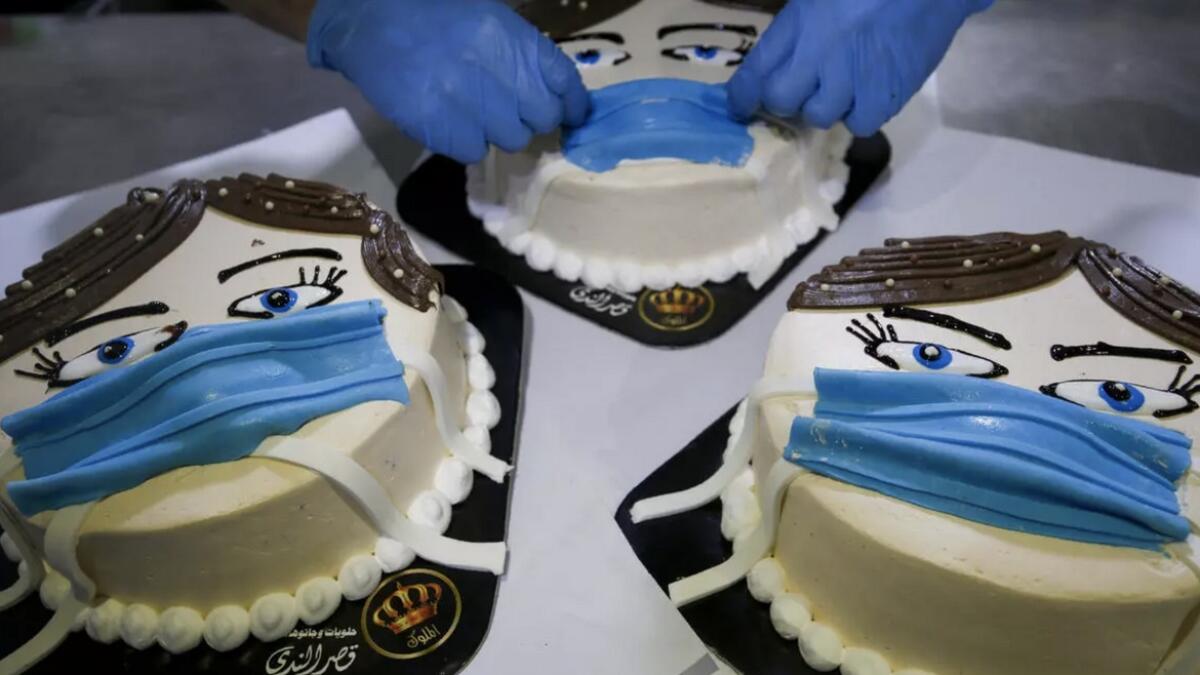 corona cake, coronavirus in palestine, gaza bakery