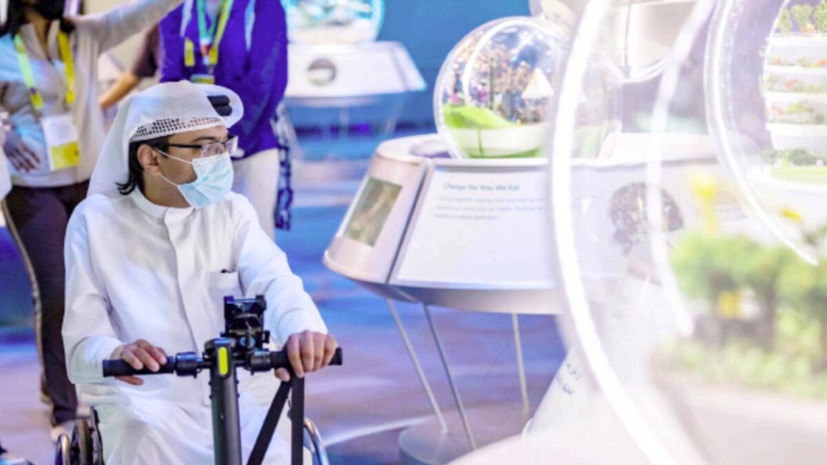 Guests experiencing a low sensory tour of Terra — The Sustainability Pavilion on World Autism Day, Expo 2020 Dubai. — Wam