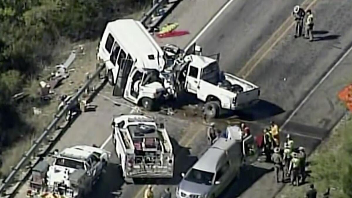 13 killed, 2 hurt in horrific bus and truck crash in US