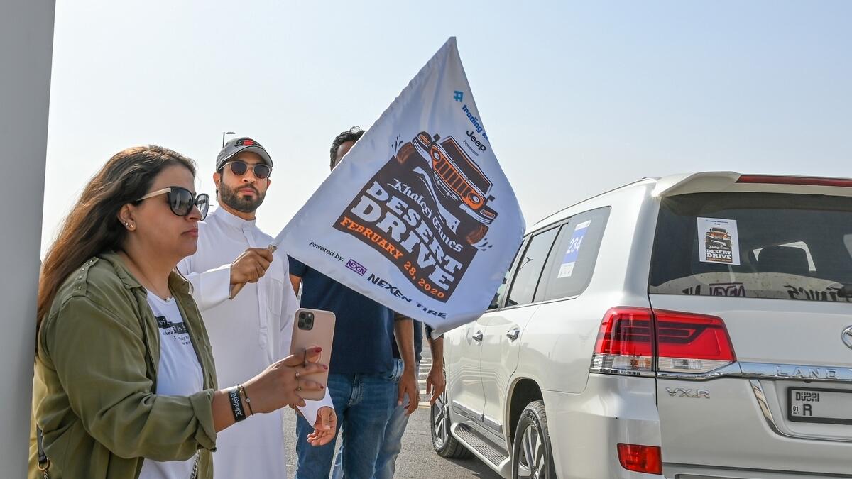 Mohammed Galadari, Co-Chairman of Galadari Brothers, flagging off the Khaleej Times Desert Drive 2020.