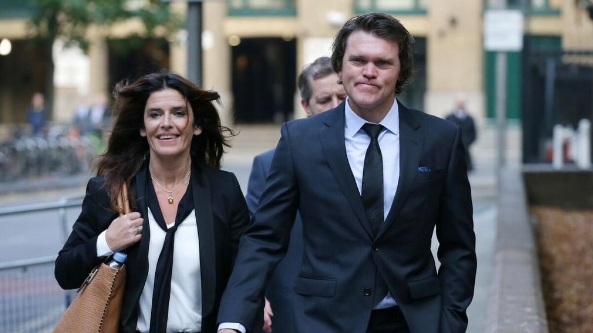 Former New Zealand cricketer Lou Vincent arrives at Southwark Crown Court, with his partner Susie Markham, where he is a witness in the trial of former New Zealand cricketer Chris Cairns, in London. 