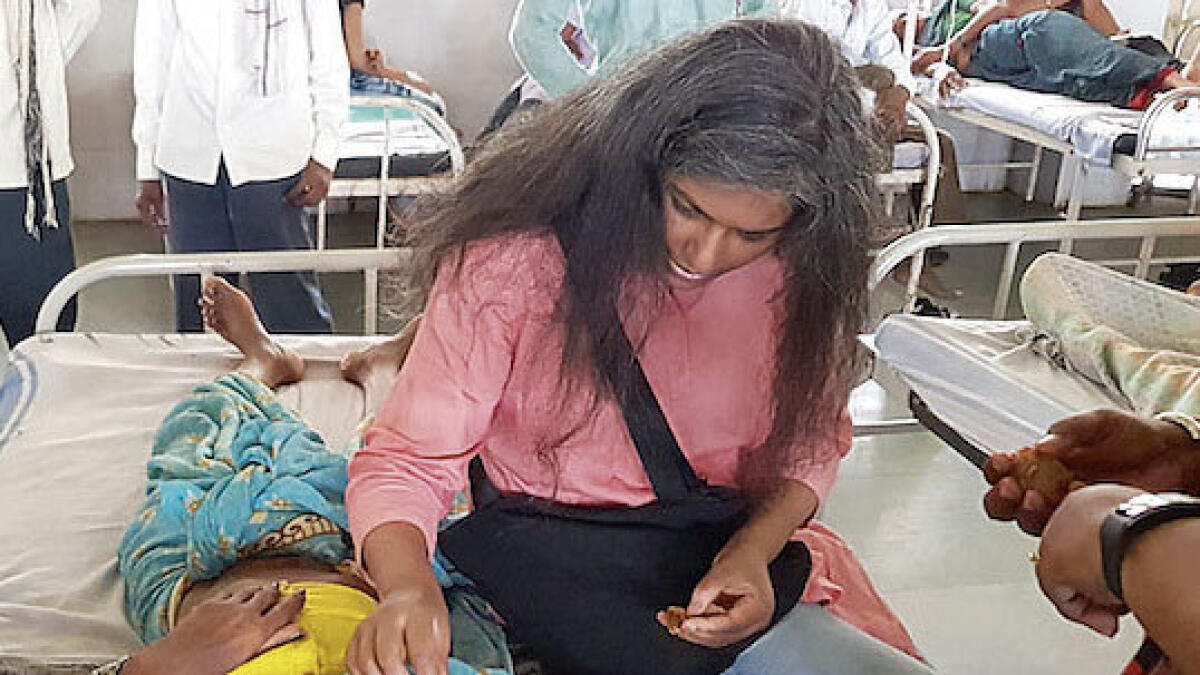 Elizabeth Purve Jorendal with her biological mother at a hospital in Yavatmal in Maharashtra.