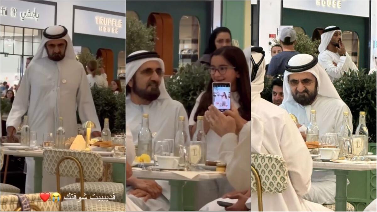 uae, dubai, sheikh mohammed bin  rashid al maktoum, spotted in dubai hills mall, laduree uae, residents surprised