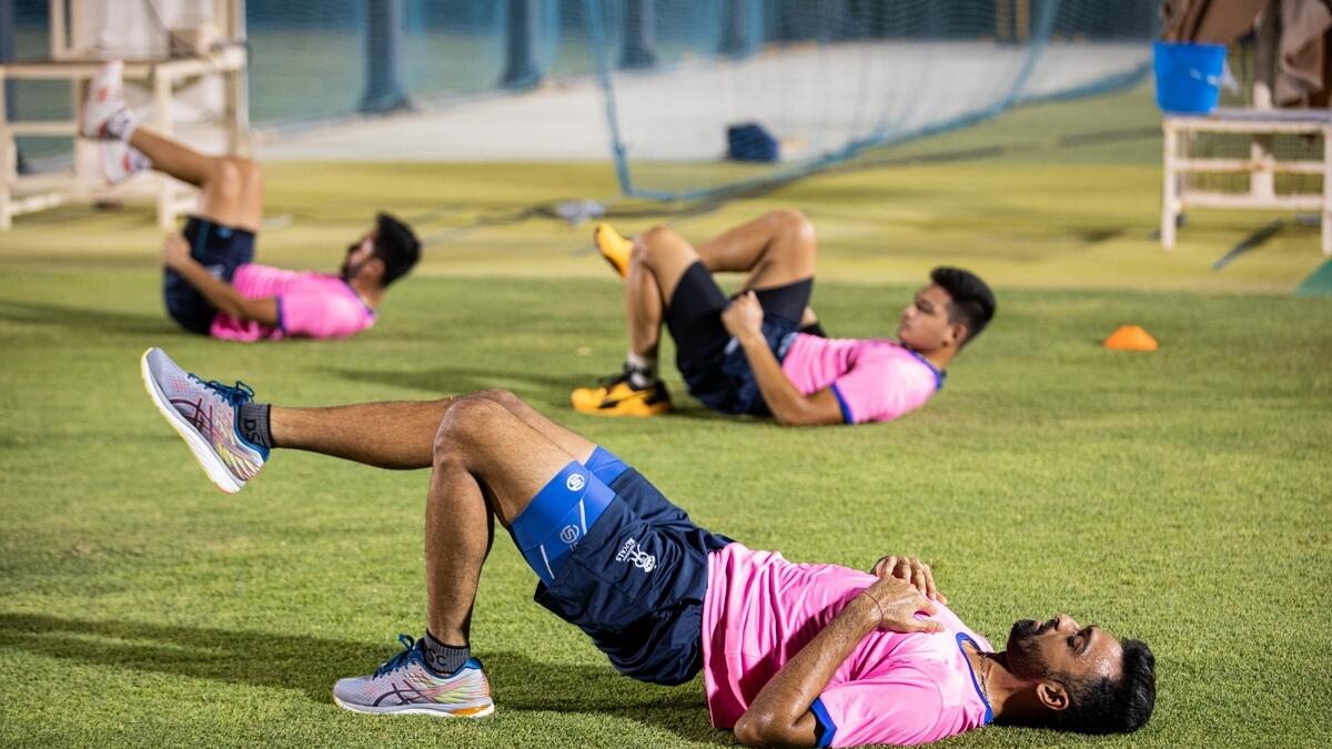The Rajasthan Royals attended their first training session at the ICC Cricket Academy in Dubai on Wednesday evening. (Picture supplied by Rajasthan Royals)