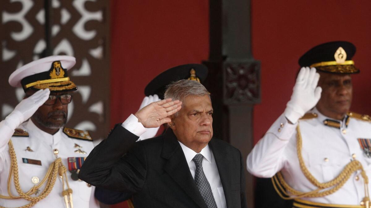 Sri Lanka's President Ranil Wickremesinghe attends the the country's 75th Independence Day celebrations in Colombo, Sri Lanka, on Saurday. — Reuters
