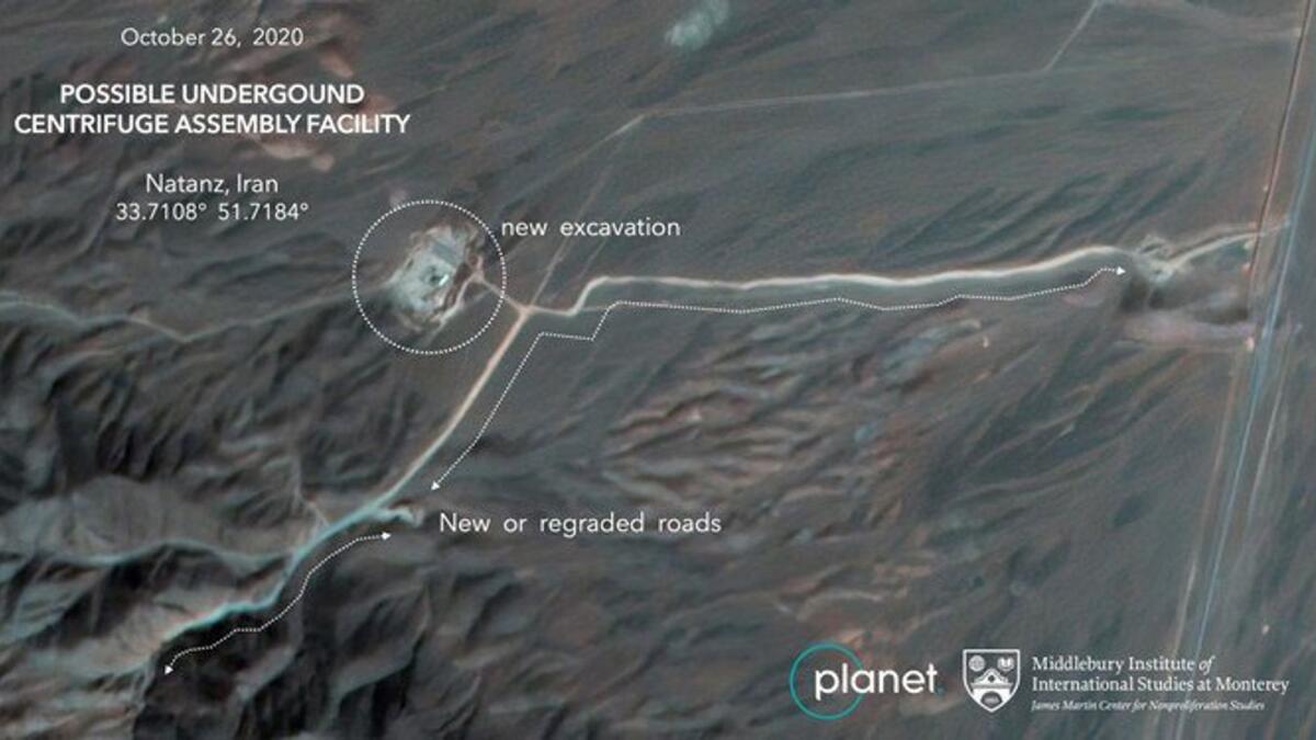 A satellite image of construction at Iran's Natanz uranium enrichment facility. Planet Labs Inc.