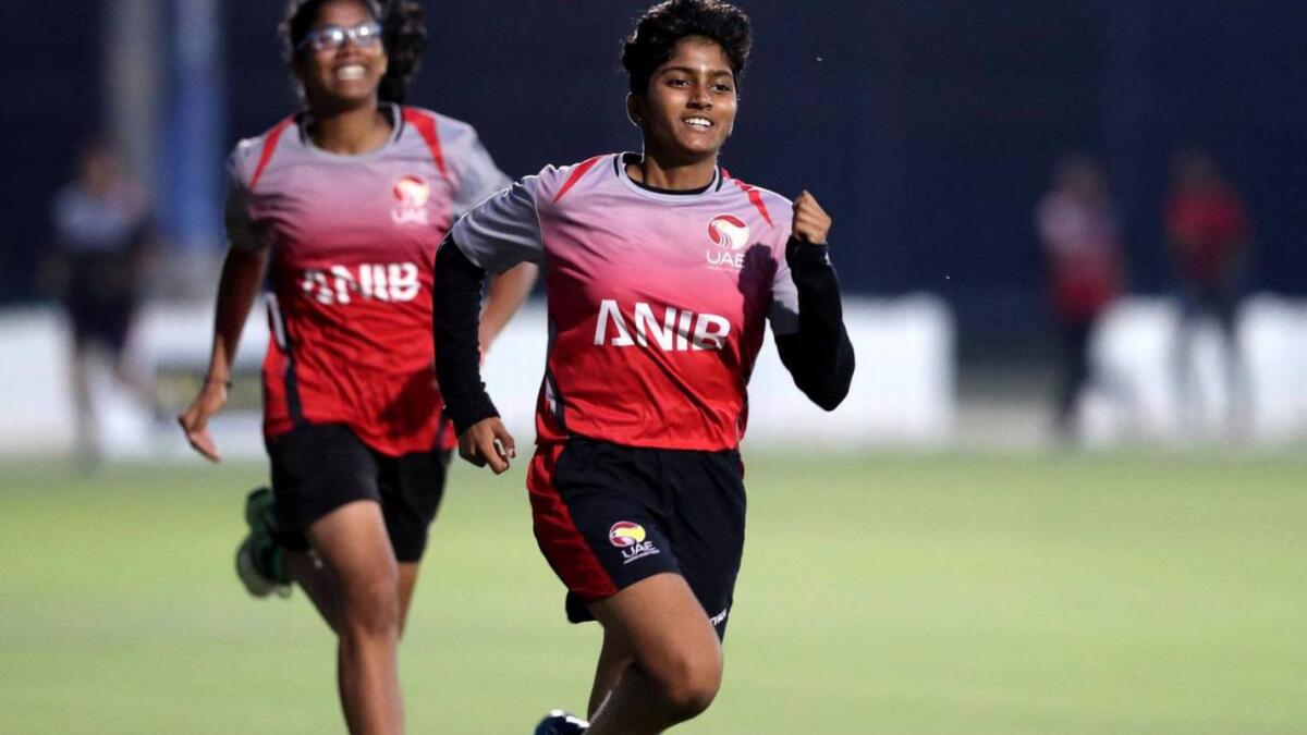 UAE Under 19 team captain Theertha Satish during a training session. (Supplied photo)