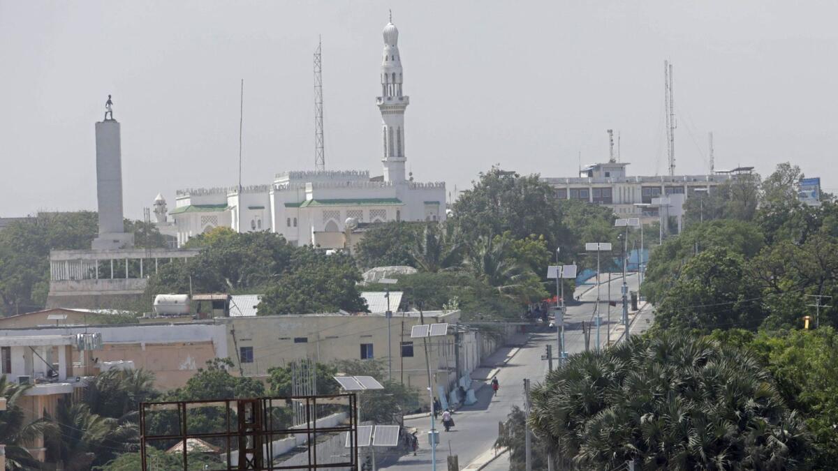 A general view shows a deserted street in front of the Presidential palace in Mogadishu. — Reuters