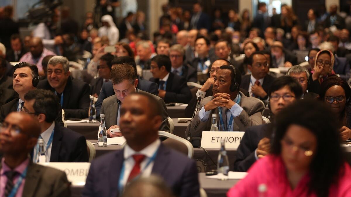 Delegates at the 10th International Renewable Energy Agency Assembly in Abu Dhabi on Saturday.