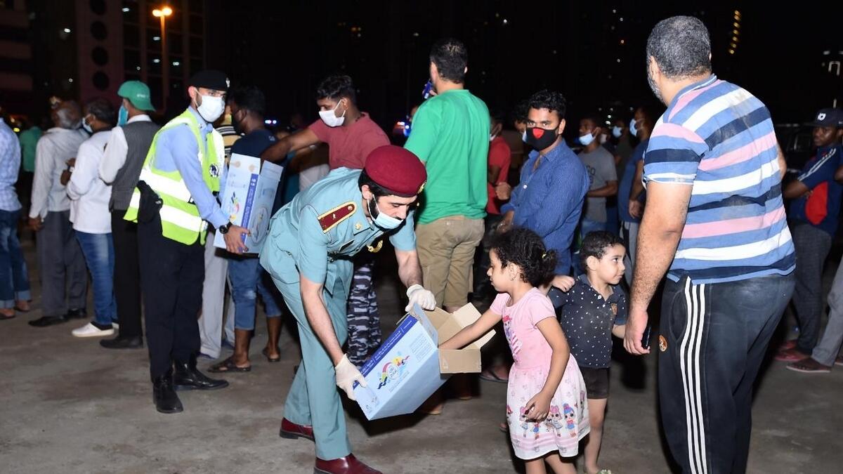 Sharjah Police distributed water to tenants affected by the blaze.