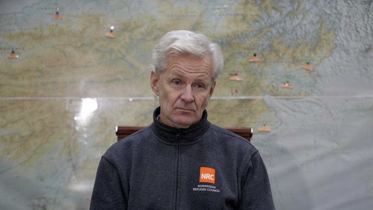 Secretary General of the Norwegian Refugee Council, NRC, Jan Egeland, listens to a question during an interview with The Associated Press in Kabul on Sunday. — AP