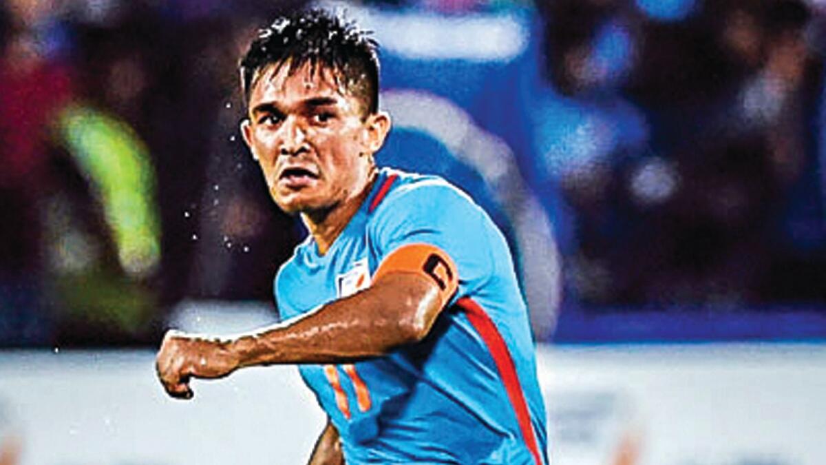 Sunil Chhetri has taken his tally to 74 goals for the country, two more than what Messi has scored for Argentina.— PTI