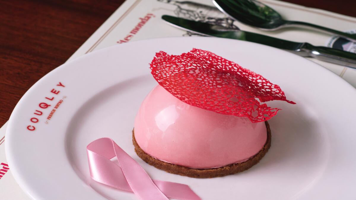 Order a limited-edition dessert and do your bit for breast cancer awareness! Couqley French Bistro &amp; Bar has partnered with Al Jalila Foundation and Brest Friends to participate in #PINKtober, creating a special dessert, a dome shaped Framboise-speculoos. All proceeds from the raspberry-yogurt mouse on crushed lotus biscuit will be donated to Al Jalila Foundation to support breast cancer research. The dessert will be available for dine in throughout the month of October.