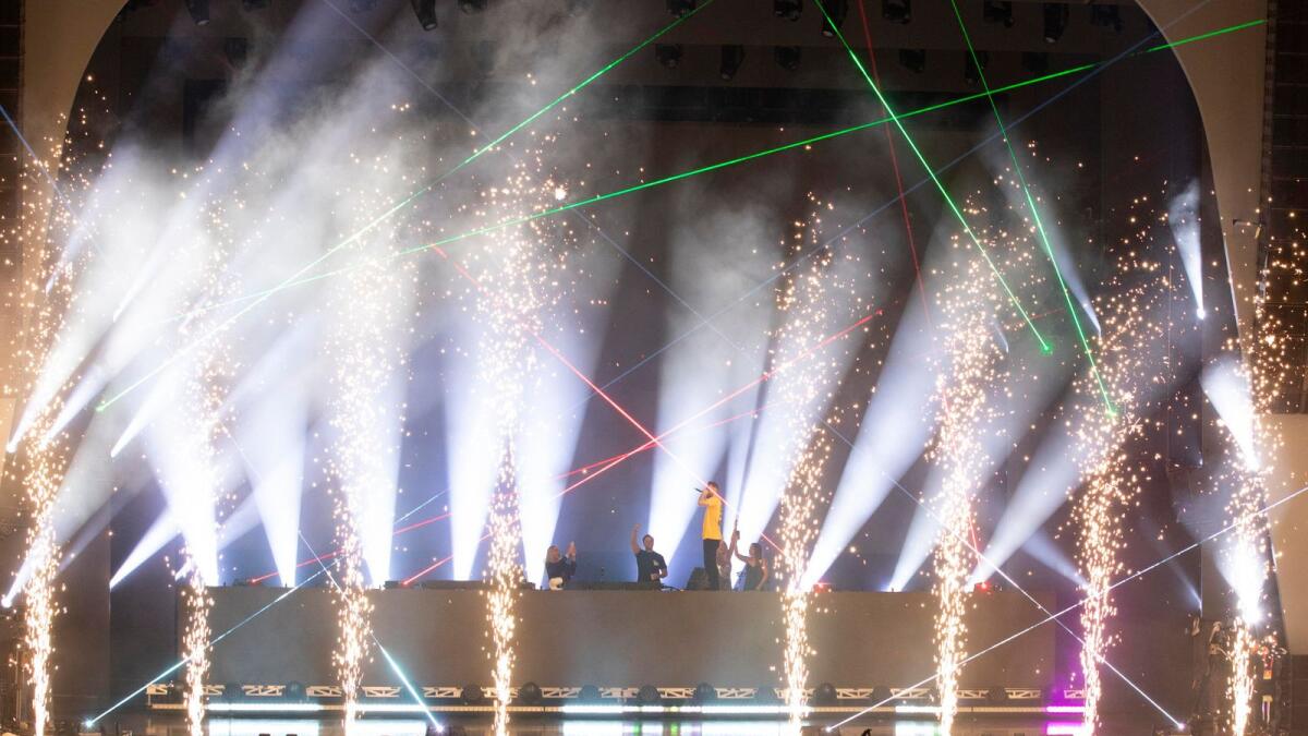 Dimitri Vegas performs during the New Year’s Eve celebrations at Jubilee Stage, Expo 2020 Dubai. (Photo: Expo 2020 Dubai)