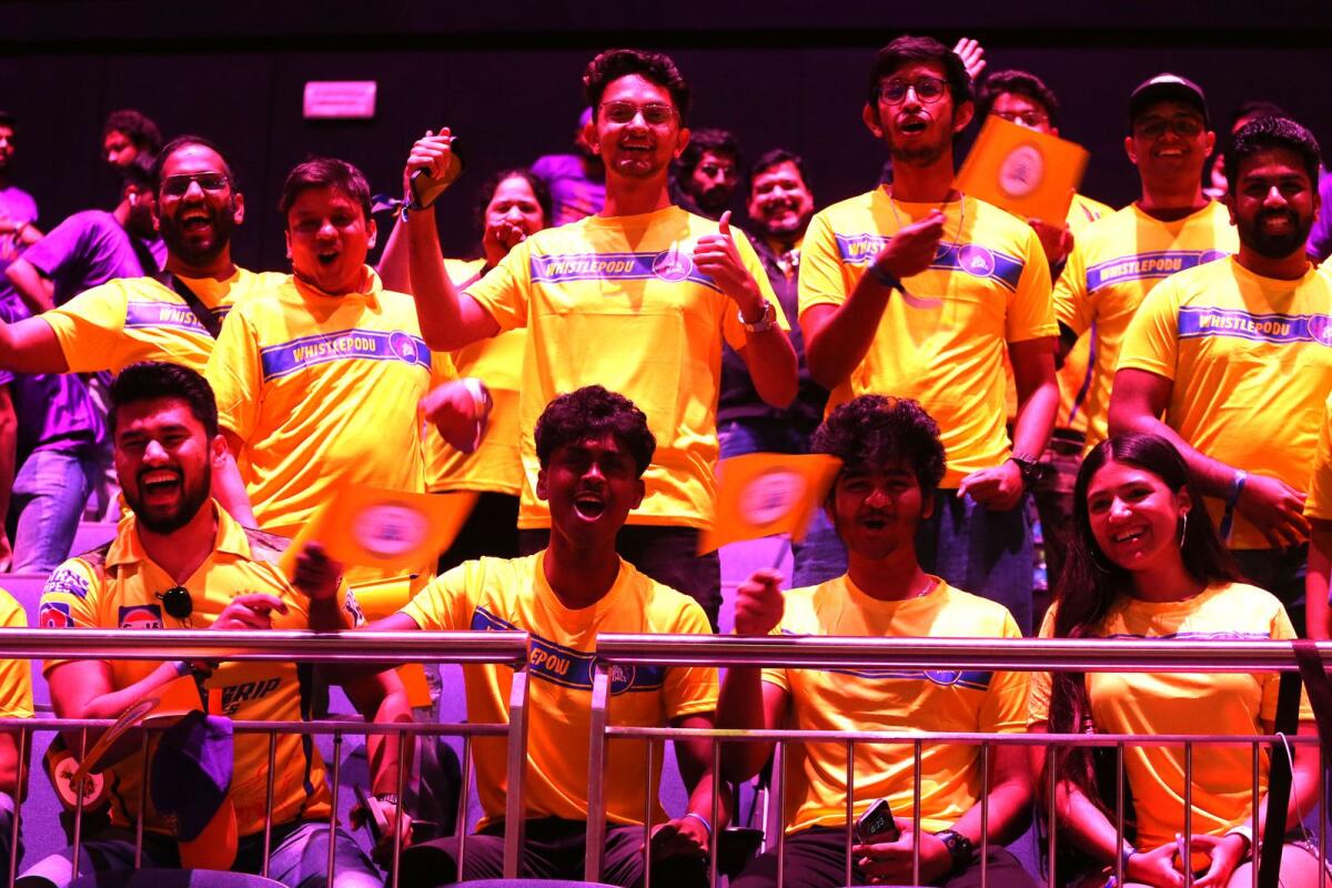 CSK fans during the the auction at the Coca-Cola Arena in Dubai. — BCCI