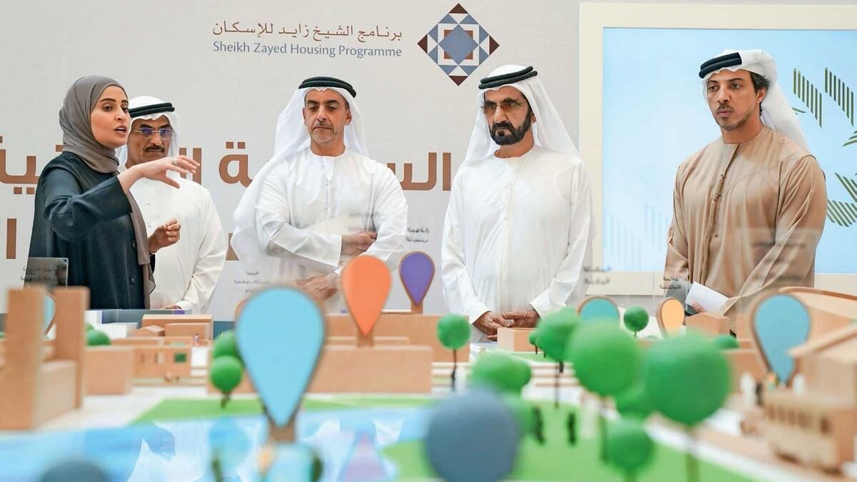Sheikh Mohammed with Lt-Gen Sheikh Saif and Sheikh Mansour during the launch of the ‘National Policy For Residential Communities. — Wam