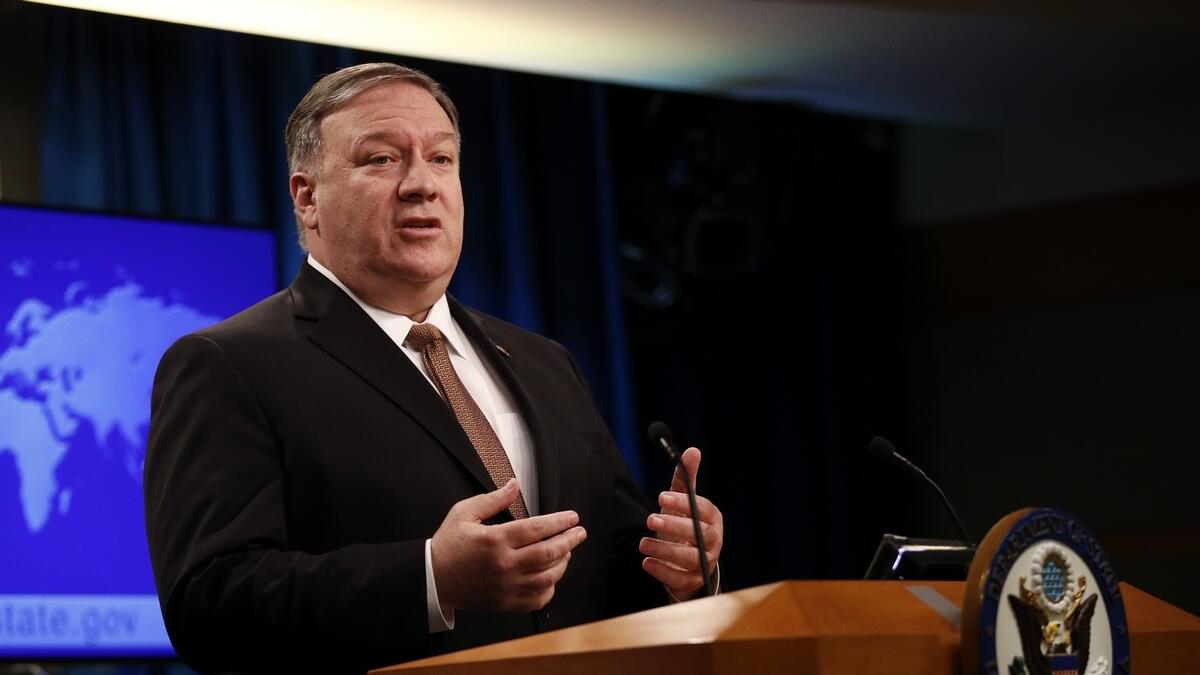 Secretary of State Mike Pompeo speaks at a news conference.- AP