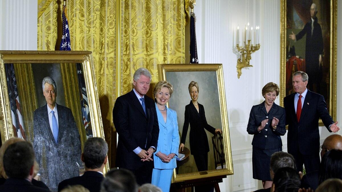 portraits, Bush, Clinton