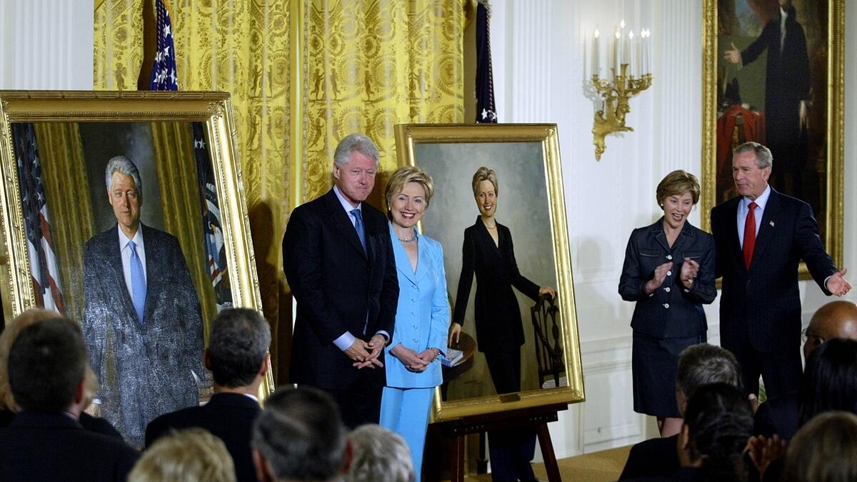 portraits, Bush, Clinton