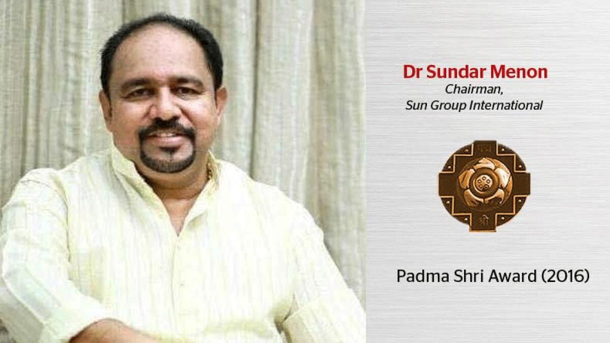 UAE-based Dr. Sundar Menon to receive Padma Shri Menon's trust contributes to the social and educational welfare of the weaker sections of the Indian society.
