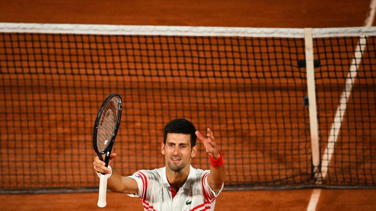 Novak Djokovic celebrates after winning against Rafael Nadal. (AFP)