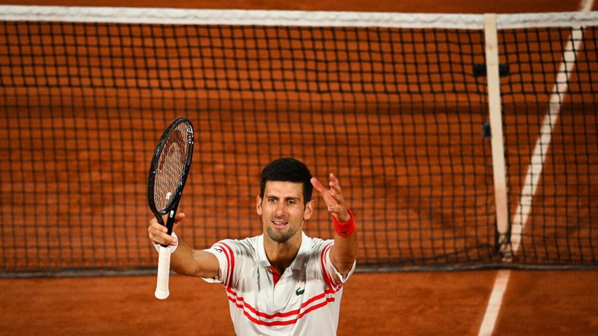 Novak Djokovic celebrates after winning against Rafael Nadal. (AFP)