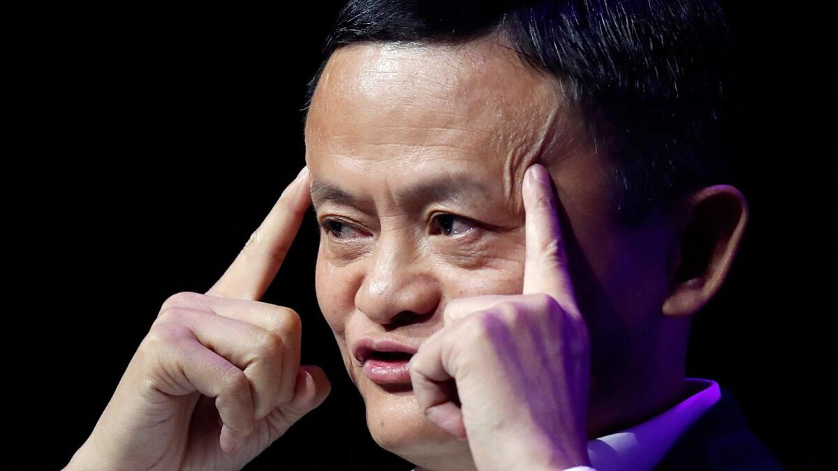 Founder and Chairman of Chinese internet giant Alibaba Jack Ma gives a speech at Paris' high profile startups and high tech leaders gathering, Viva Tech, in Paris. Reuters