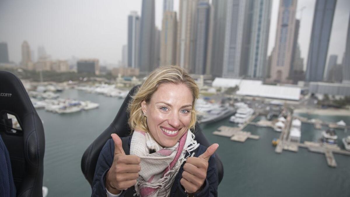 US Open tennis champion Kerber enjoys dinner in the Dubai sky