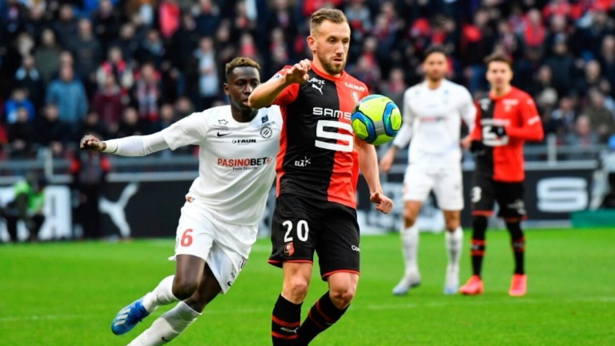 Action from the Ligue 1 game between Rennes and Montpellier in early March. - AFP file