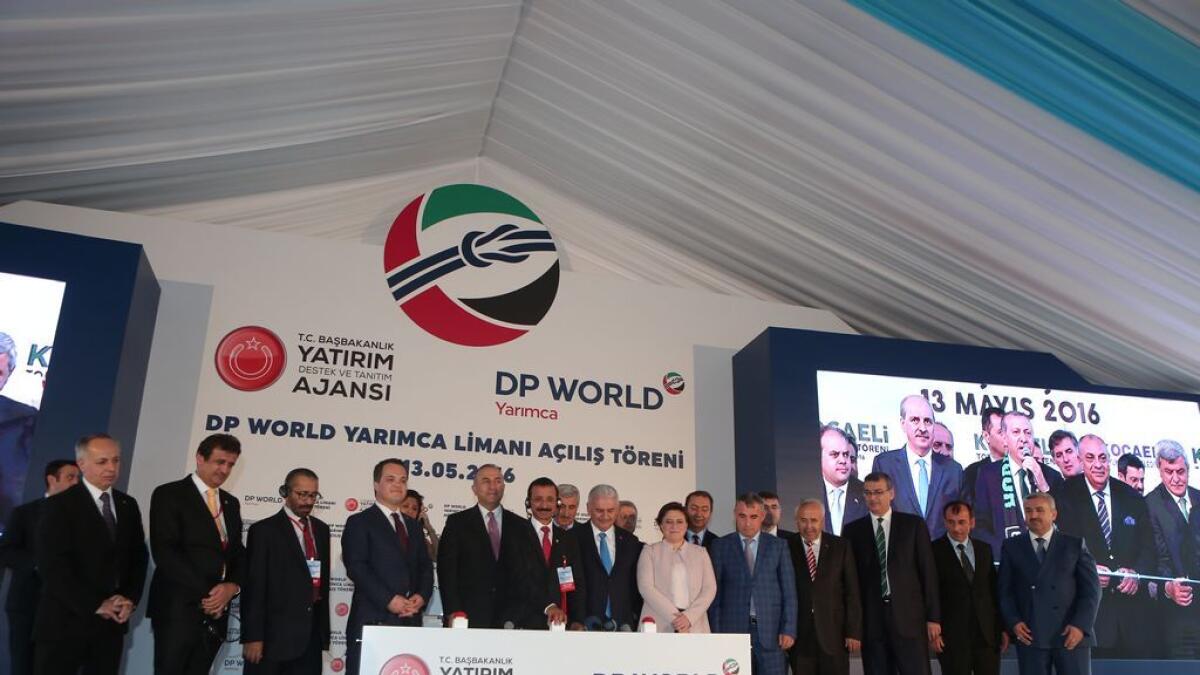 DP World Group Chairman and CEO Sultan Ahmed bin Sulayem joins ministers and senior government officials of Turkey watching the opening of DP World Yarimca by President Recep Tayyip Erdogan.