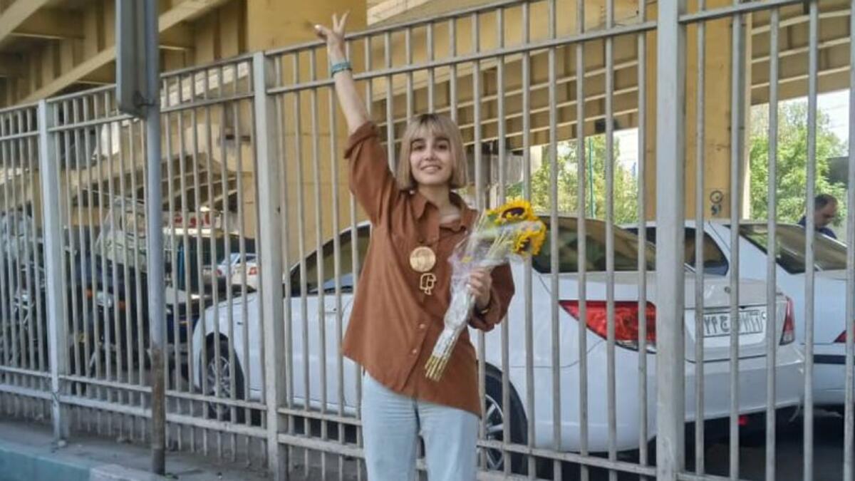 Nazila Maroufian after her release from prison. — Photo courtesy: Twitter