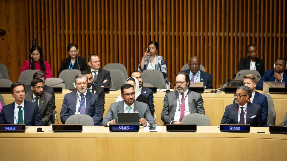 Dr Sultan Al Jaber speaks at UN Climate Ambition Summit in New York. — Wam