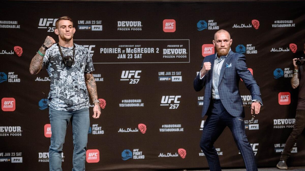 Conor McGregor (right) will make his first UFC appearance in Middle East when he takes on Dustin Poirier. — Supplied photo