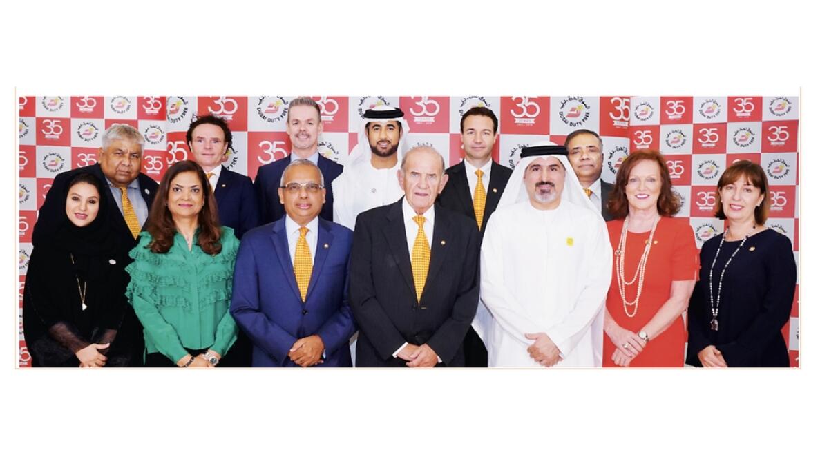 Dubai Duty Free’s senior management team assemble on the occasion of the retailer’s 35th anniversary.
