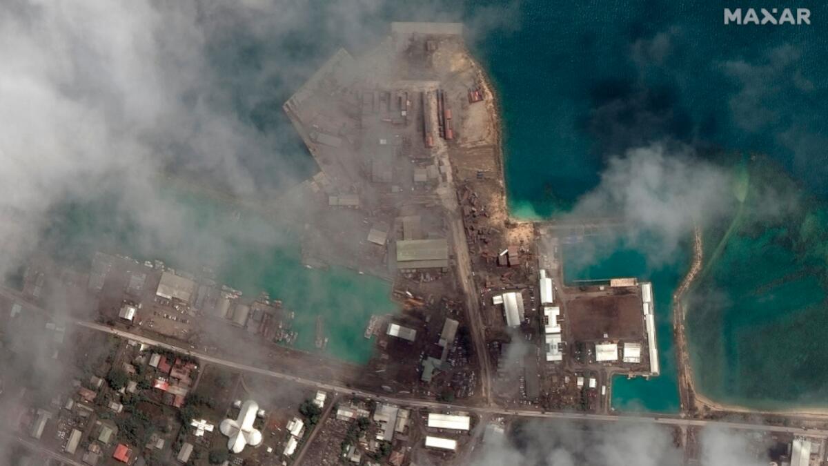 aThis satellite image provided by Maxar Technologies shows the main port facilities in Nuku'alofa, Tonga. –ÃP