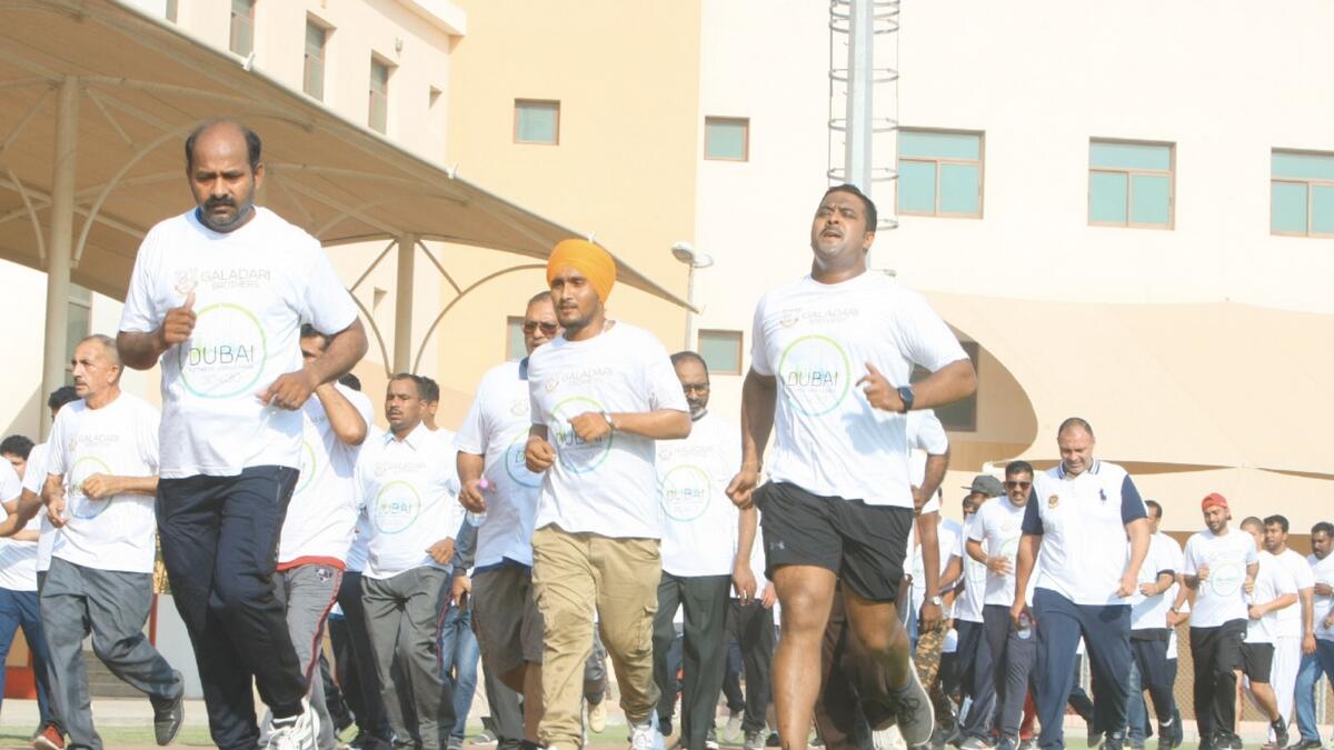 Employees of Galadari Brothers companies at the Galadari Run event to mark the beginning of the third edition of the Dubai Fitness Challenge.