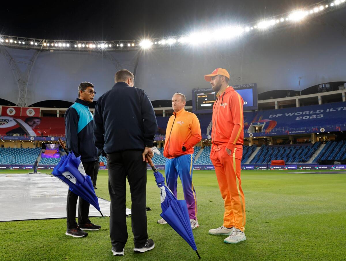 The match was called off after officials waited until 8.30 pm (UAE time) to determine whether the pitch would be playable after the heavy downpour. — Twitter
