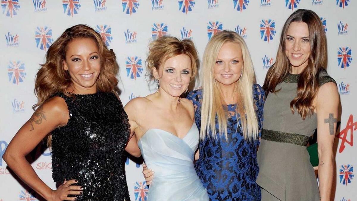  Melanie Brown, Geri Halliwell, Emma Bunton and Melanie Chisholm attend the after party for the press night of Viva Forever, a musical based on the music of The Spice Girls at Victoria Embankment Gardens.
