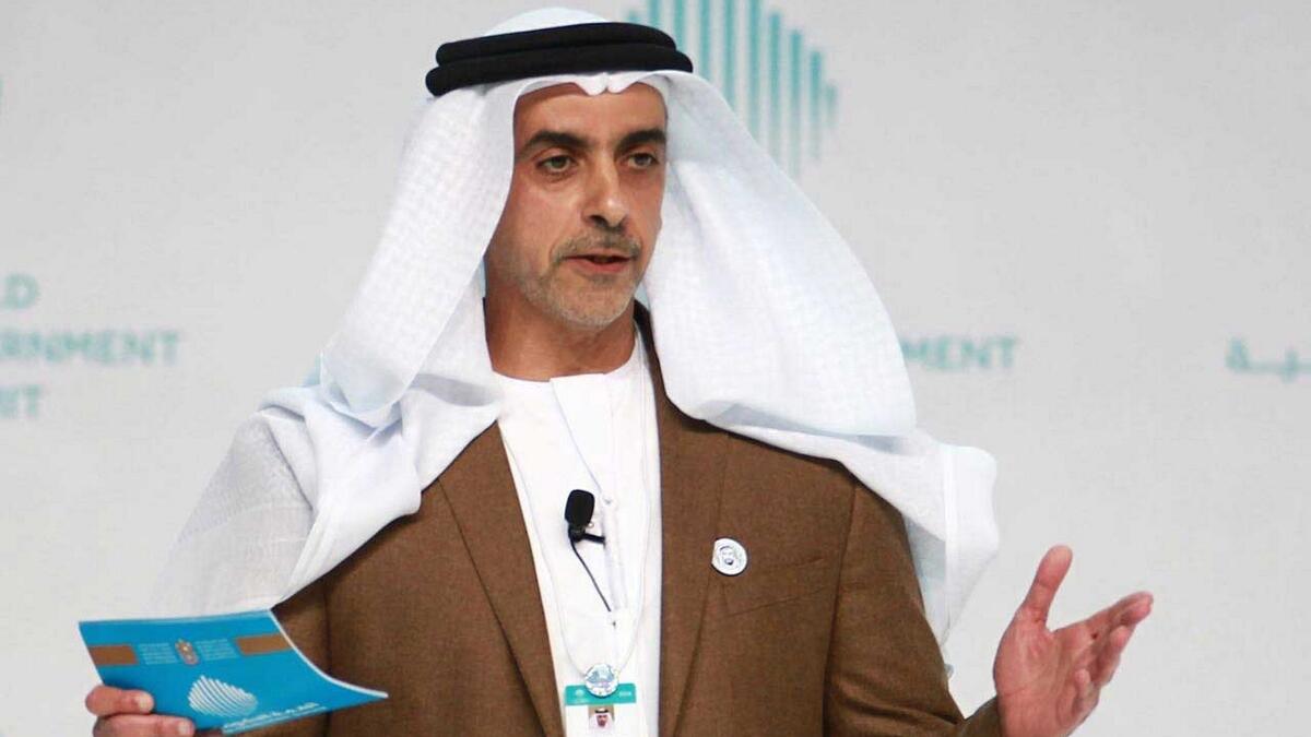 Lieutenant General Sheikh Saif bin Zayed Al Nahyan, Deputy Prime Minister and Minister of Interior addressing the topic, 'The Land of Inspiration and opportunities' at the World Government Summit in Dubai.-Photo by Shihab