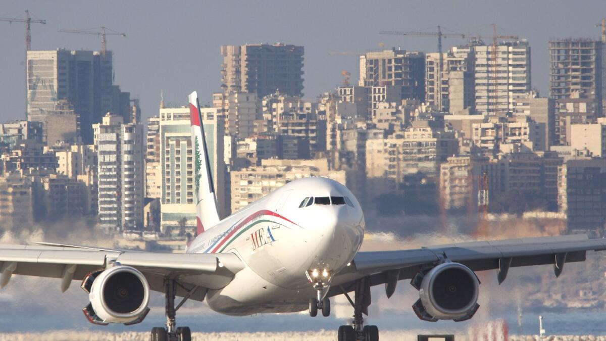 A Middle East Airlines jet lands at Rafik Hariri International Airport in Beirut, Lebanon.  — AP file