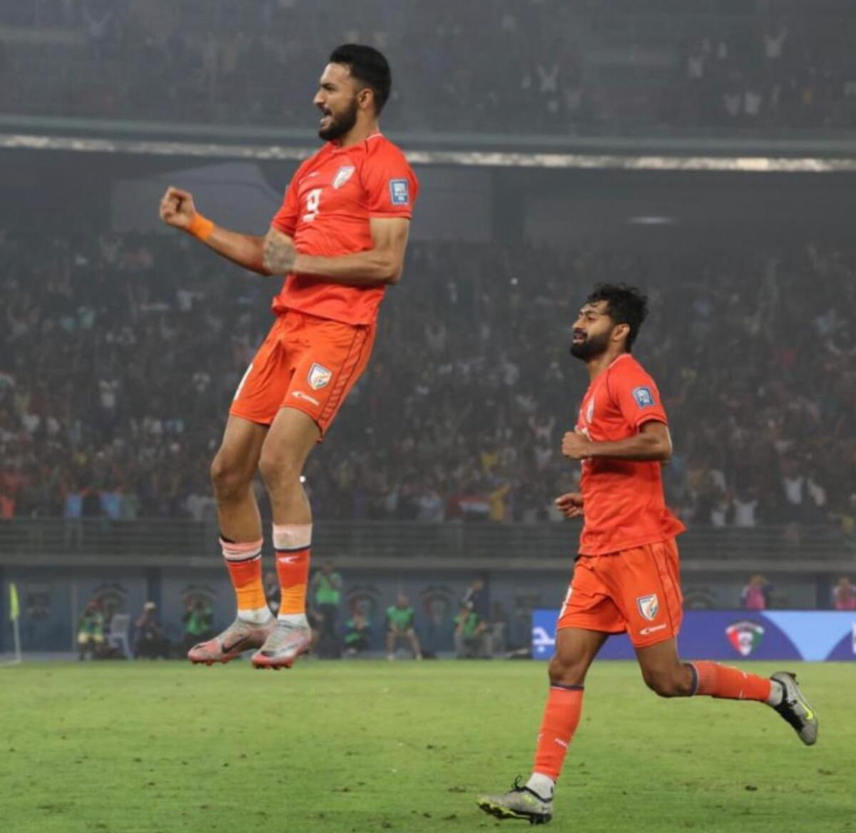 Manvir Singh celebrates his goal. — X
