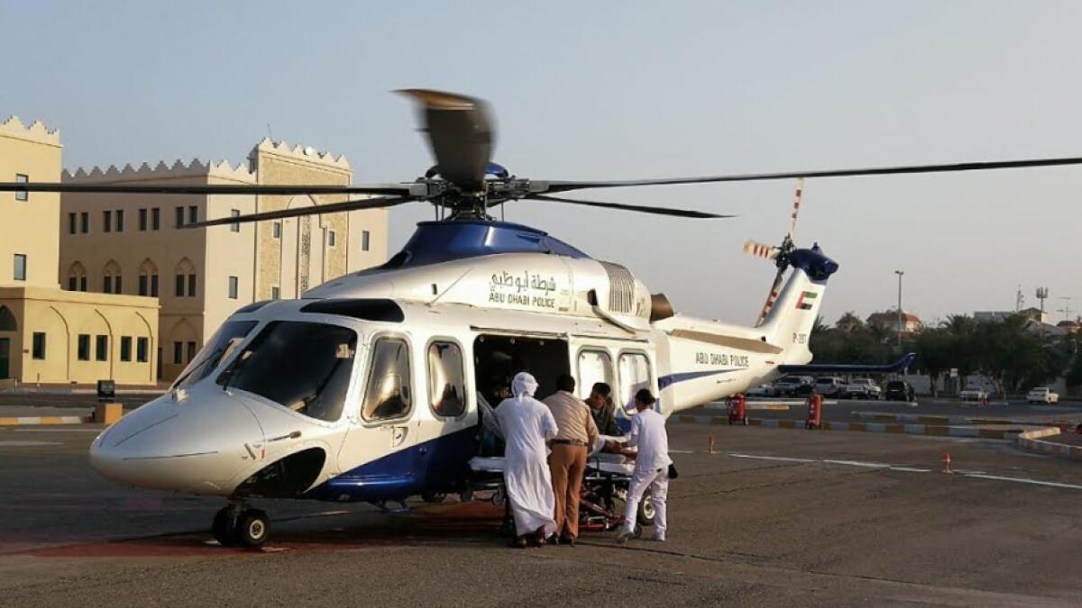 Man injured in road accident in UAE, cops airlift him to hospital