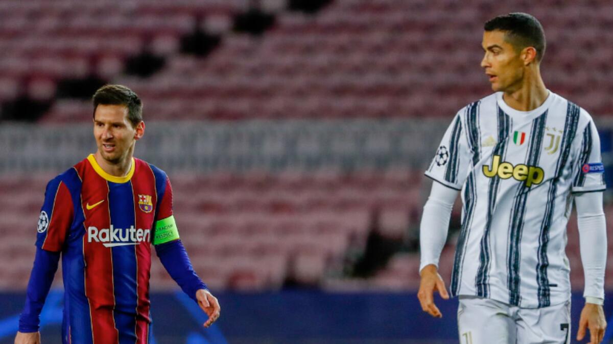 Barcelona's Lionel Messi (left) and Juventus' Cristiano Ronaldo are vying for big awards in Dubai. (AP)