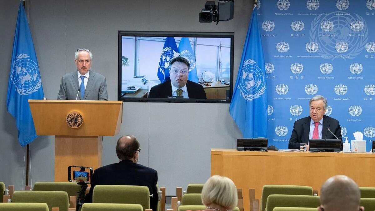 UN Secretary-General Antonio Guterres holds a joint press conference on Monday in New York.