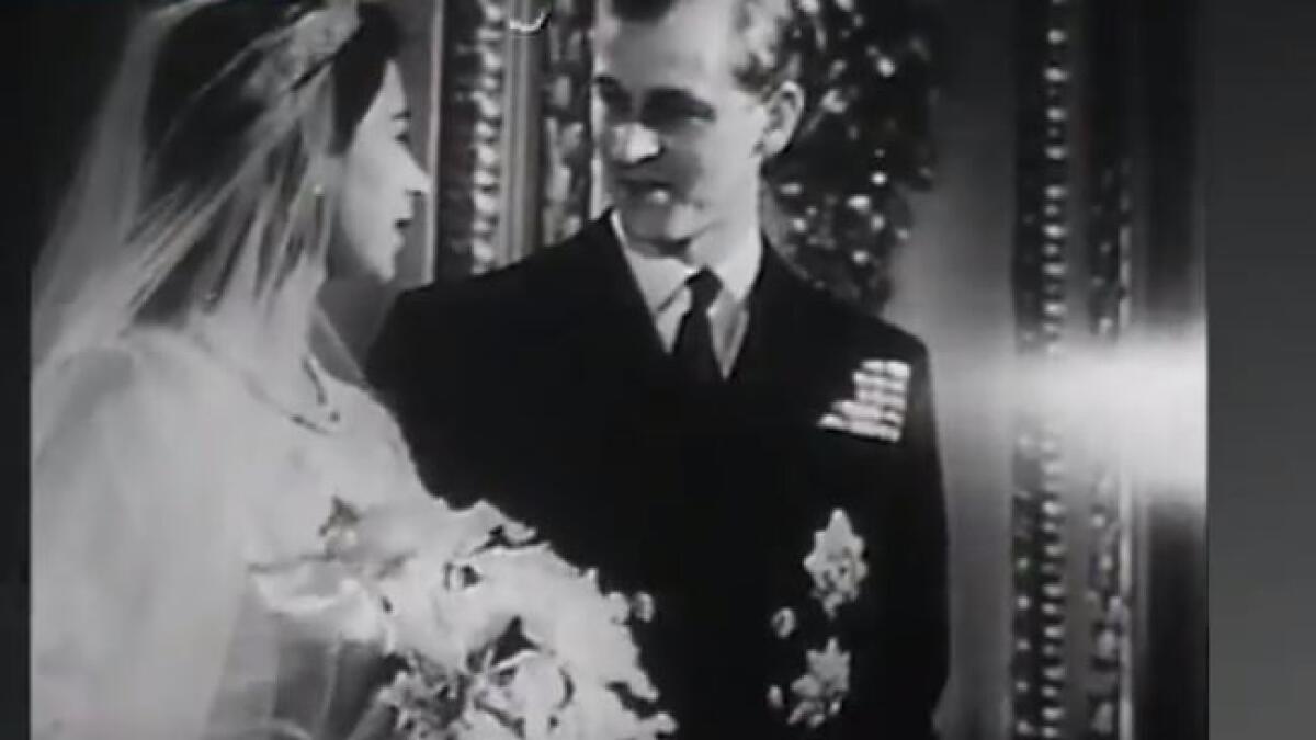Wedding picture of Queen Elizabeth ll and Prince Phillips.