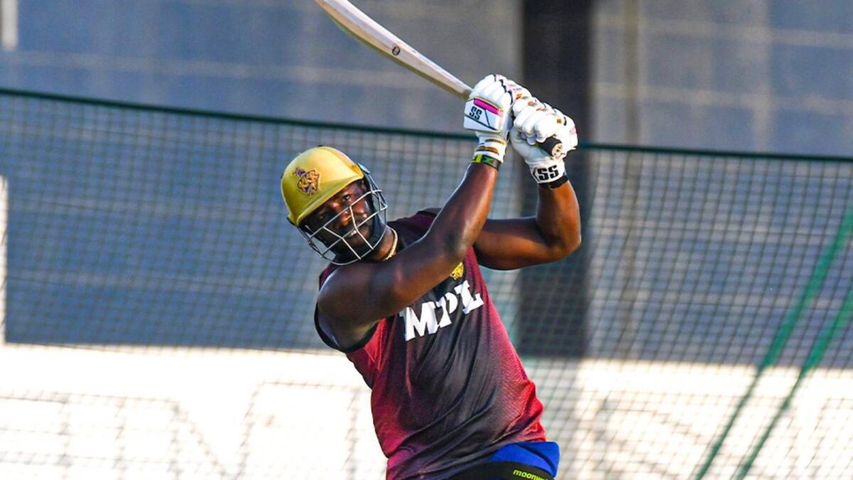 Andre Russell of the Kolkata Knight Riders during a practice session. —KKR Twitter
