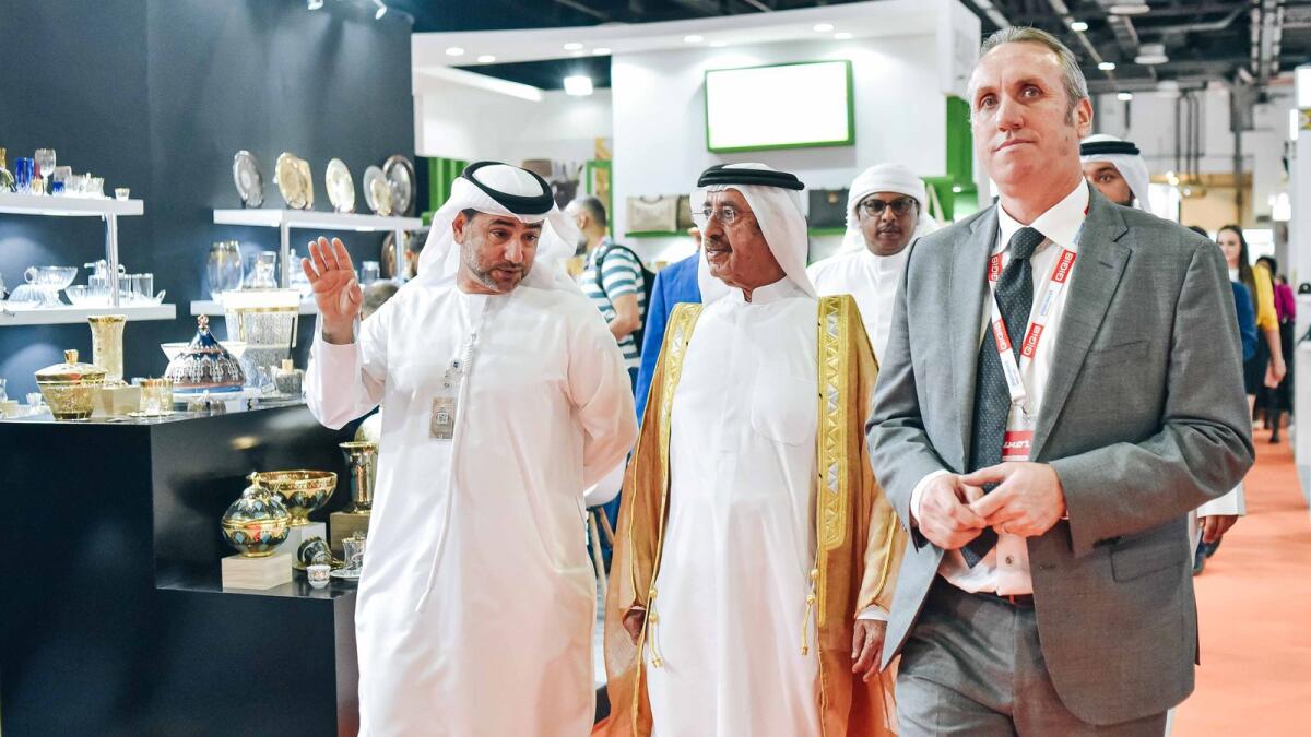 Sheikh Hasher tours Paperworld Middle East after its inauguration on Tuesday. - Supplied photo