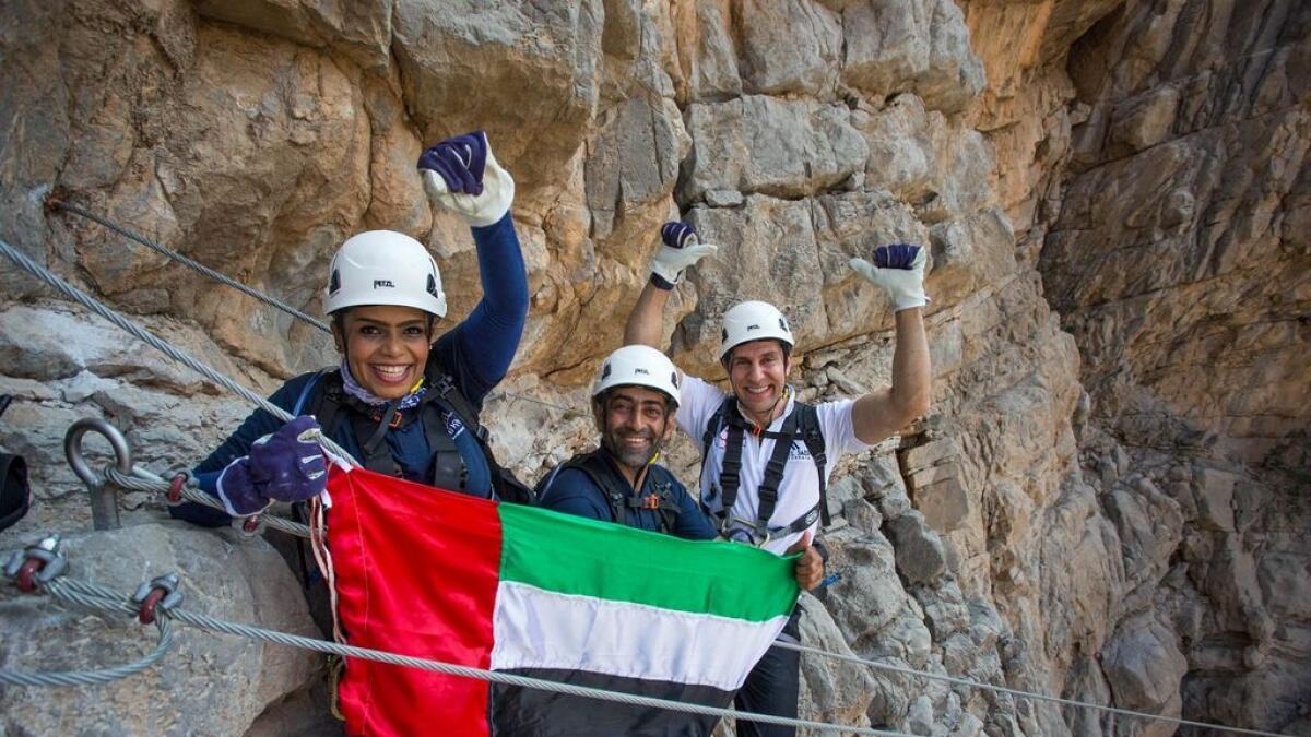 Try out the region's first via ferrata route in the Jebel Jais, UAE's largest mountain.