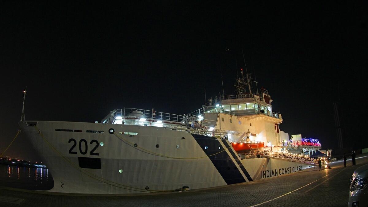 Marine pollution control, Indian ship, joins, UAE Coast Guard, training,  Mina Rashid, Dubai 