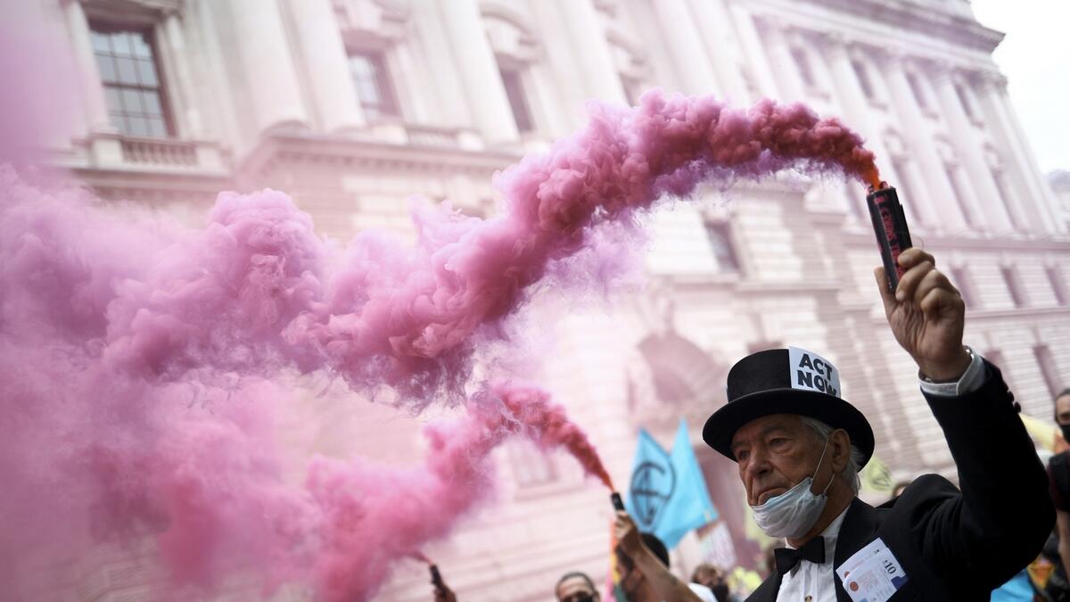 Extinction Rebellion activists participate in a protest in London, Britain. Photo: Reuters
